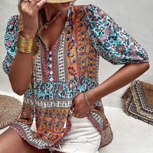 Vibrant Floral Patchwork Women's Blouse